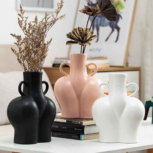 Sarah Express Handmade Ceramic Body Art Vase - Modern Decorative Flower Vase for Home Decor