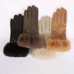 Trendsi Faux Fur Cuff Suede Gloves