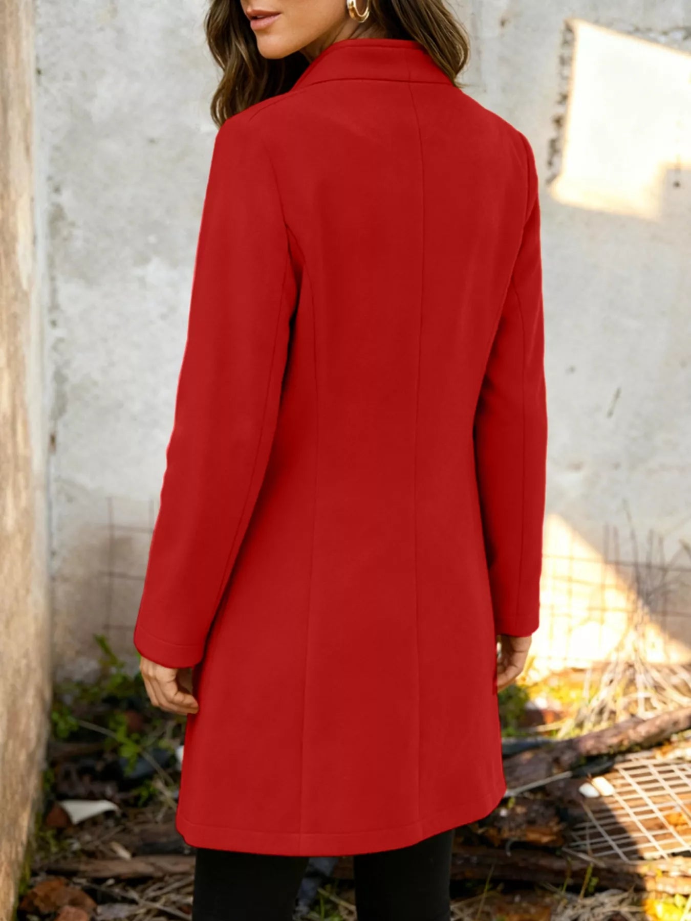 Sarah Express Women's Longline Button-Down Shirt Jacket with Pockets