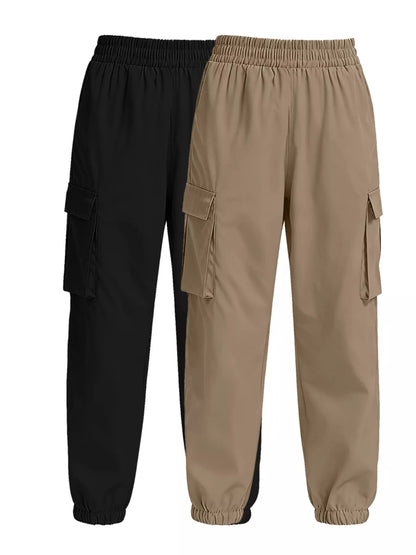 Sarah Express Women's 2 Piece Elastic Waist Cargo Pants Set