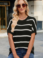 Sarah Express Women's Striped Oversized Casual Sweater - Relaxed Fit Pullover