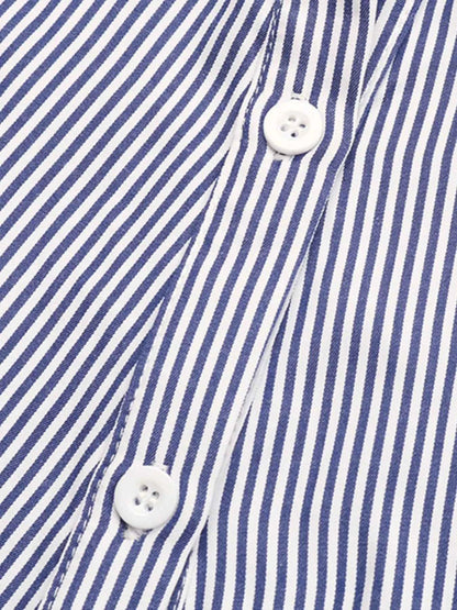 Sarah Express Women's Striped Button-Up Shirt Dress - Long Sleeve Casual Midi Dress