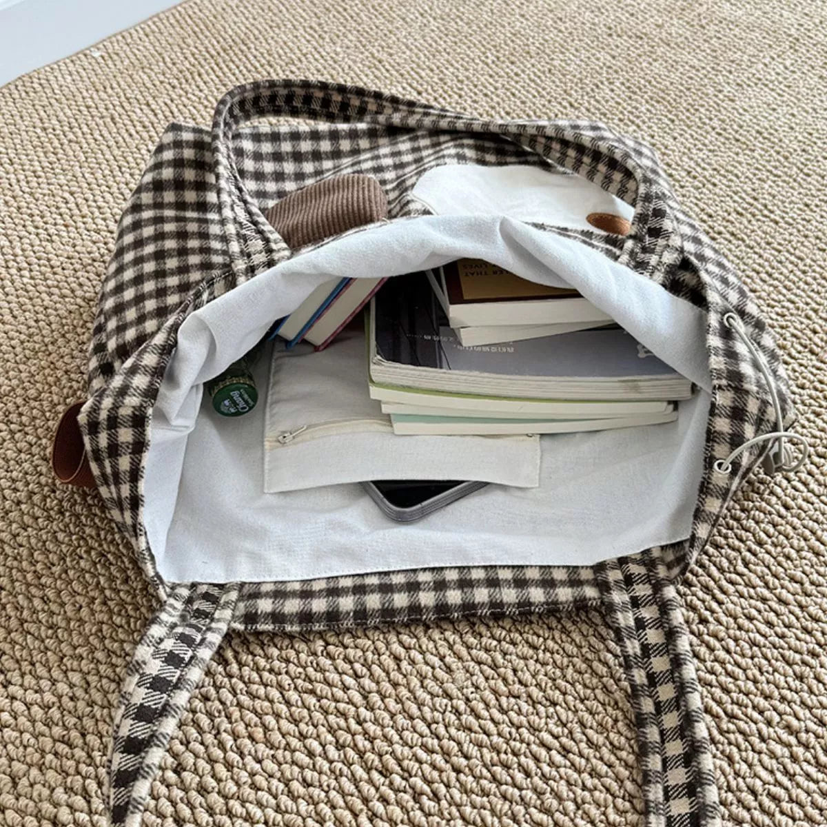 Sarah Express Women's Gingham Drawstring Handbag