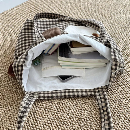 Sarah Express Women's Gingham Drawstring Handbag