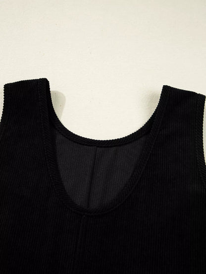 Sarah Express Women's Corduroy Sleeveless Mini Dress with Patched Pockets