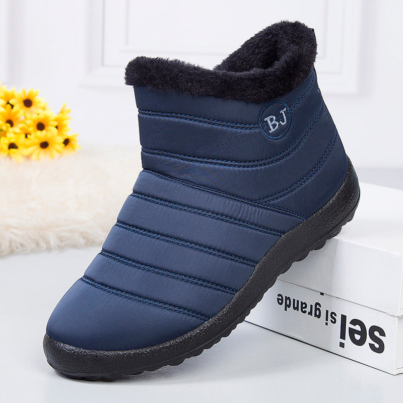 Sarah Express Women's Waterproof Mid-Calf Snow Boots | Wool-Lined Zip Winter Boots Blue