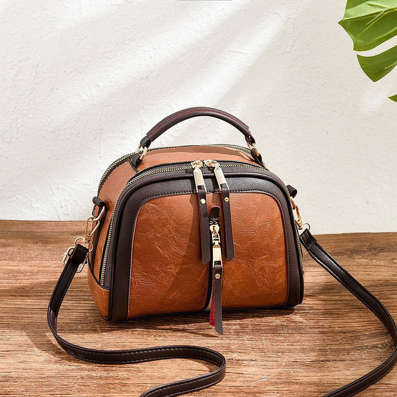 Sarah Express Womens Quilted Oval Crossbody Bag – Vintage Tote & Shoulder Bag Caramel color