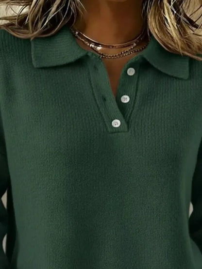 Sarah Express Women's Button Detail Drop Shoulder Sweater Plus Size