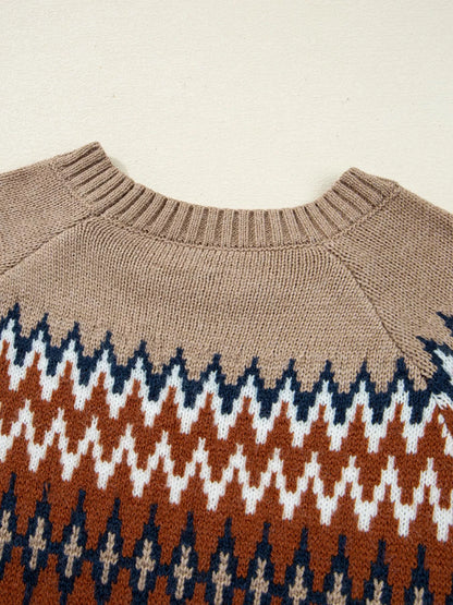 Sarah Express Women's Color Block Crew Neck Sweater