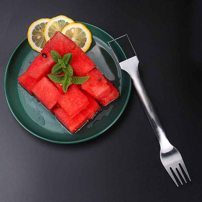 Sarah Express Watermelon Slicer Fork - 2 in 1 Stainless Steel Fruit Cutter Divider Kitchen Tool
