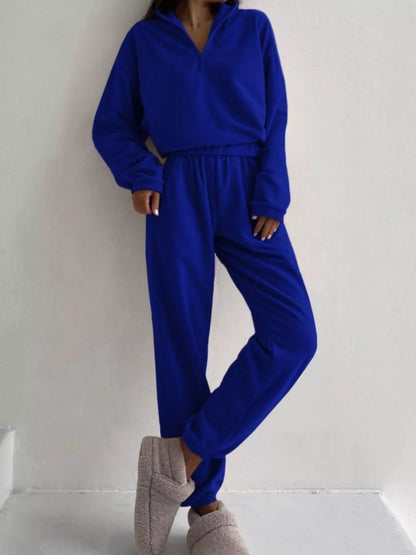 Sarah Express Women's Half Zip Sweatshirt and Pants Set Royal Blue