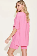 Women's Plus Size V-Neck T-Shirt & Shorts Lounge Set | Fast Shipping