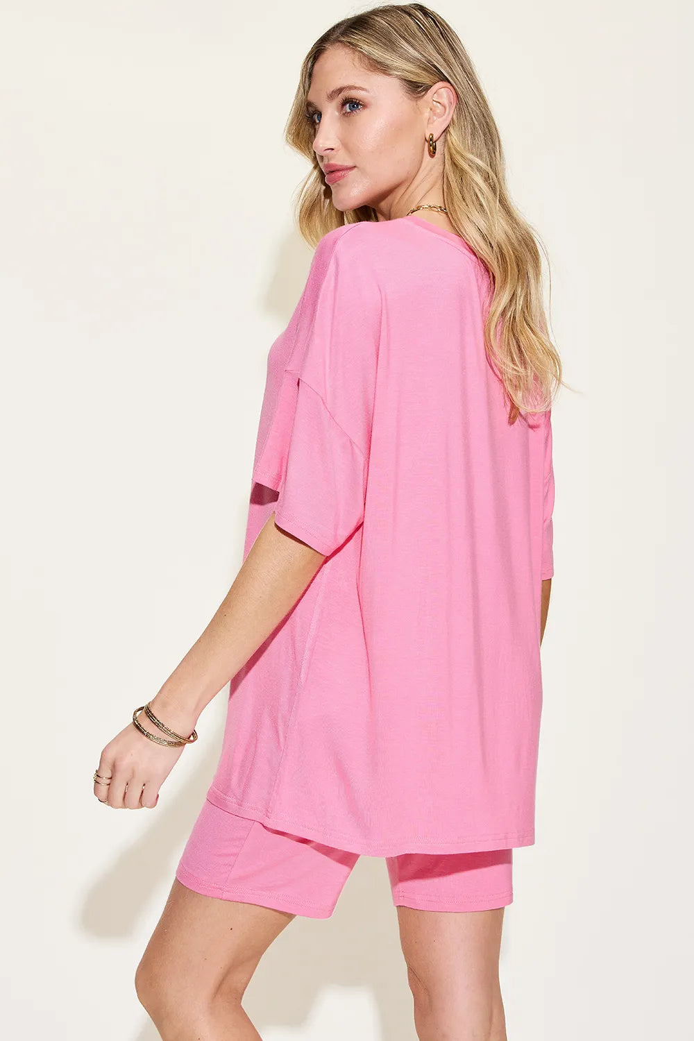 Women's Plus Size V-Neck T-Shirt & Shorts Lounge Set | Fast Shipping
