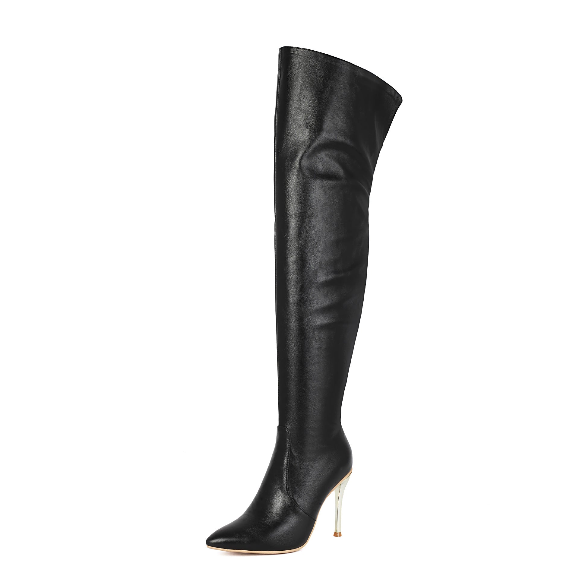 Sarah Express Women's Pointed-Toe Stiletto Over-the-Knee Boots - High Heel Fashion Boots Black
