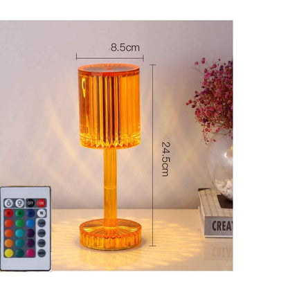 Sarah Express Crystal Diamond Table Lamp - Touch Dimmable LED Night Light for Bedroom Amber Charging remote control16Color USB