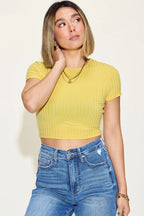 Sarah Express Women’s Plus Size Ribbed Round Neck Short Sleeve T-Shirt