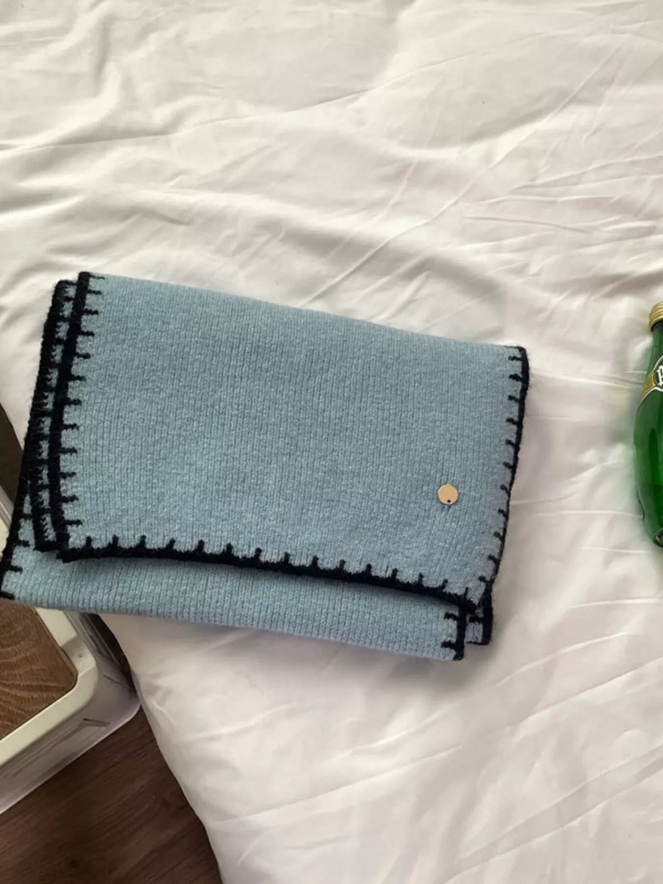 Sarah Express Women's Contrast Trim Knit Scarf Blue One Size