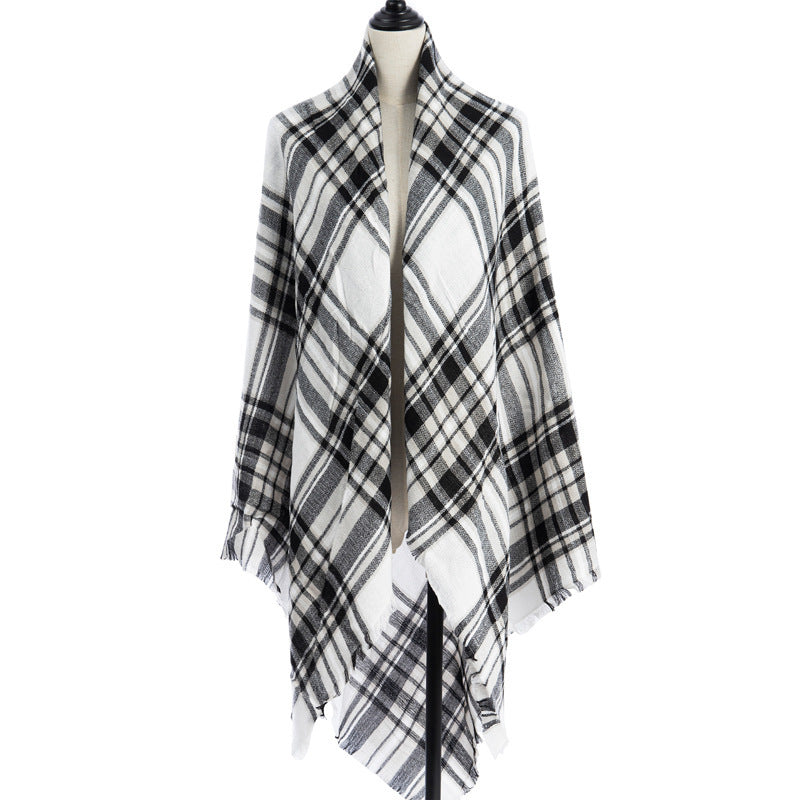 Sarah Express Women's Oversized Square Scarf Cashmere-like Double-Sided Shawl 140cm Woven Fall Winter Accessory