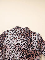 Sarah Express Women's Leopard Print Long Sleeve Mock Neck Bodysuit