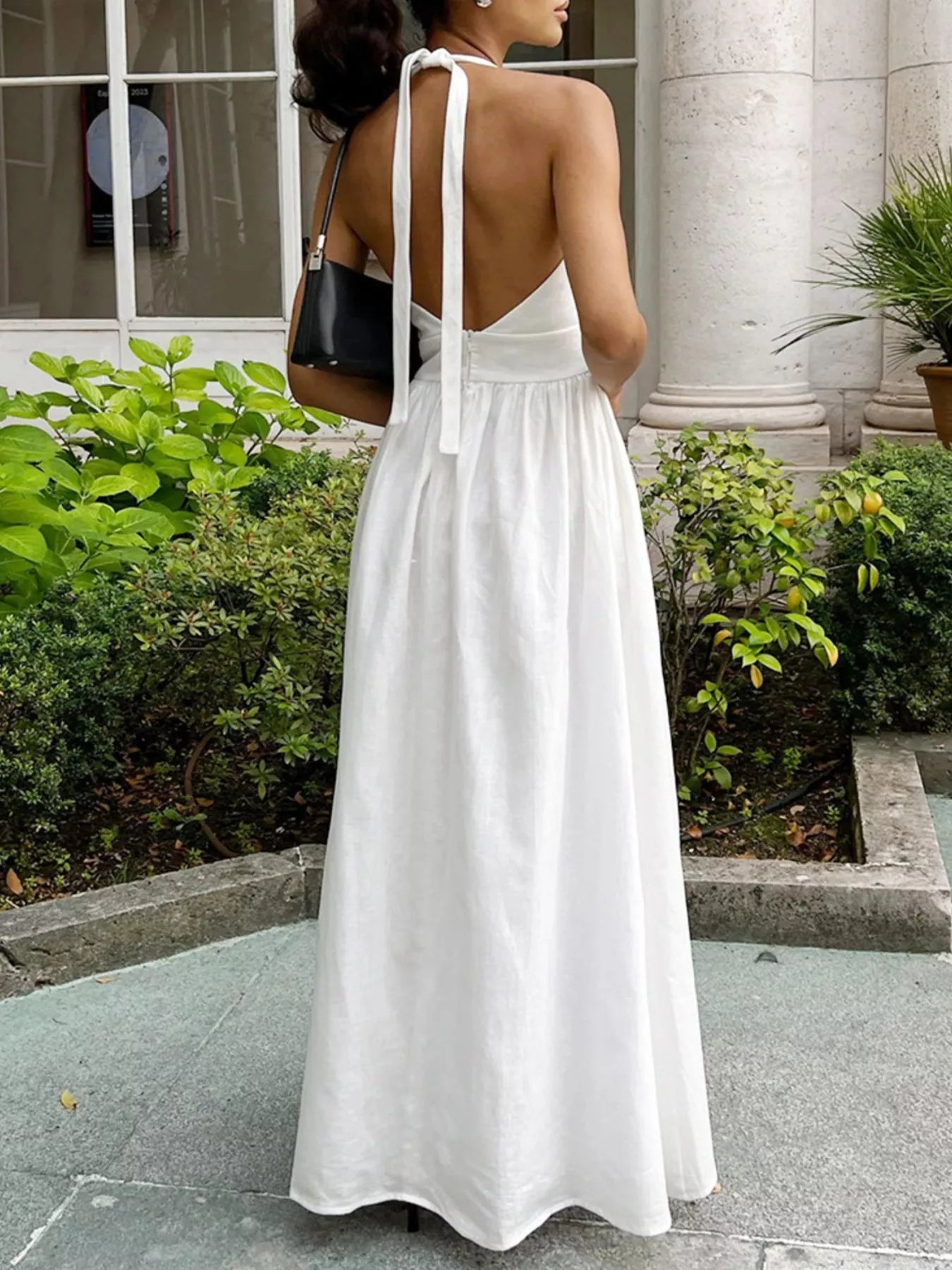 Sarah Express Women's Halter Neck Flowy Maxi Dress