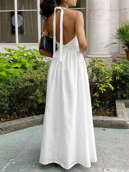 Sarah Express Women's Halter Neck Flowy Maxi Dress