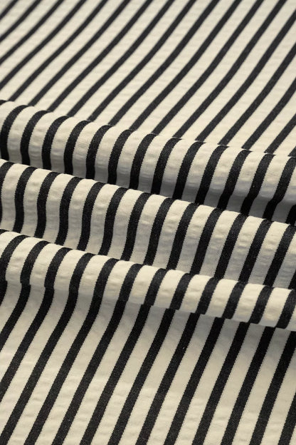 Sarah Express Women's Striped V-Neck Midi Dress - Zip Front Cinched Waist Dress