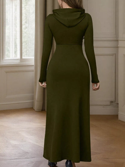 Sarah Express Women's Drawstring Long Sleeve Hooded Maxi Dress