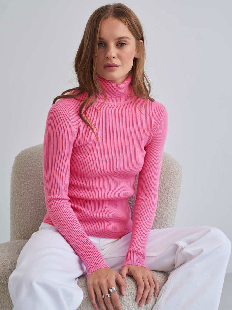 Sarah Express Women's Turtleneck Knit Pullover Sweater Long Sleeve