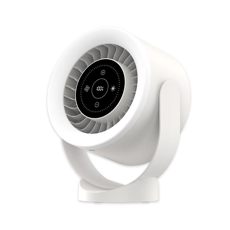 Sarah Express Rechargeable USB Desk Fan with LED Light - Adjustable 100-Speed Wall Mount Table Fan Apricot 204.5x160x102mm