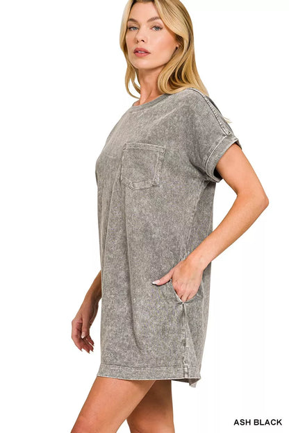 Sarah Express Women's Halo Washed Premium Cotton T-Shirt Dress
