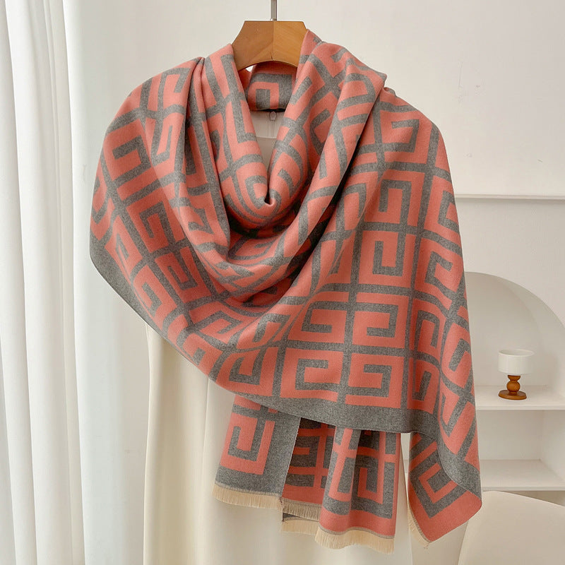 Sarah Express Geometric Ethnic Print Scarf Soft Cashmere-Feel Warm