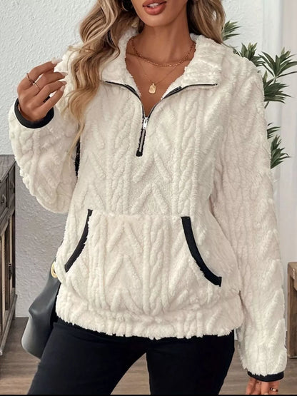 Sarah Express Women's Half Zip Kangaroo Pocket Sweatshirt Plus Size