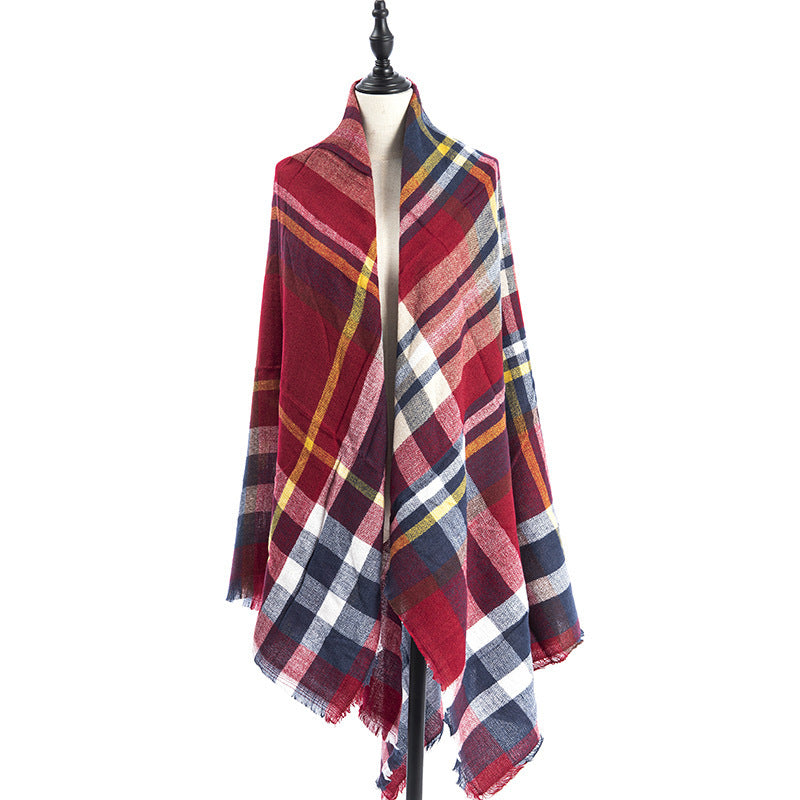 Sarah Express Women's Oversized Square Scarf Cashmere-like Double-Sided Shawl 140cm Woven Fall Winter Accessory