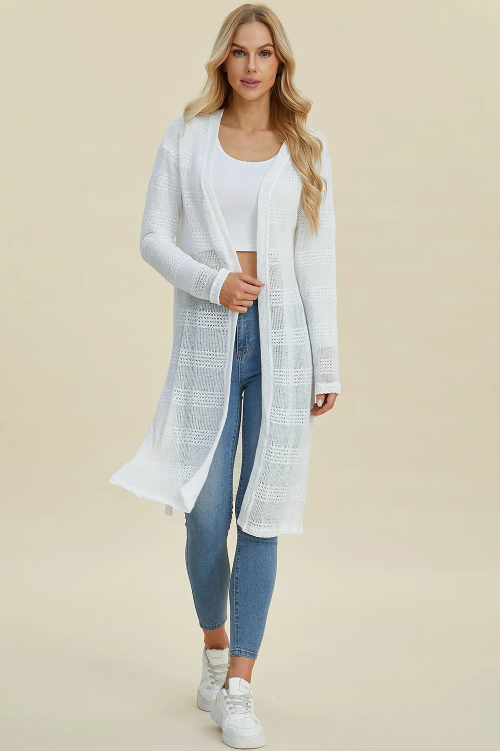 Sarah Express Women’s Plus Size Open Front Longline Cardigan Sweater
