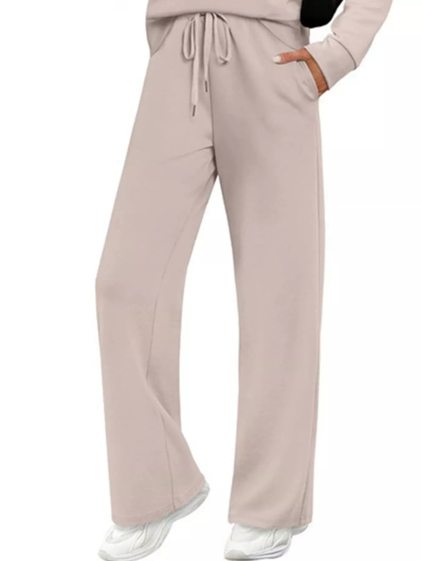 Sarah Express Women's Plus Size Round Neck Long Sleeve Top and Pants Lounge Set - Two Piece