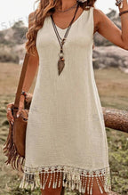 Sarah Express Women's Hawaiian Casual Dress Lace Back Patchwork Summer Cotton