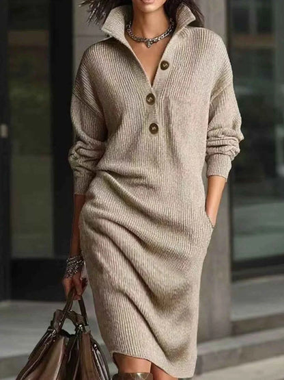 Sarah Express Women's Button-Front Ribbed Knit Sweater Dress - Plus Size Available