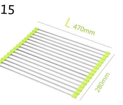 Sarah Express Folding Kitchen Sink Rack - Stainless Steel Dish Drainer Organizer Green 15 L