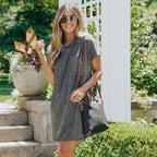 Sarah Express Women's Striped Short Sleeve Pocket Dress Casual Pullover