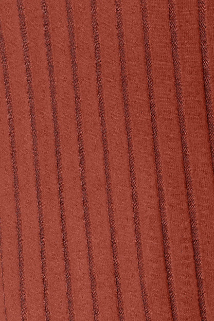 Sarah Express Women's Ribbed Round Neck Slit Knit Top