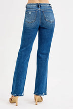 Sarah Express Women’s Plus Size High Rise Tummy Control Distressed Straight Jeans
