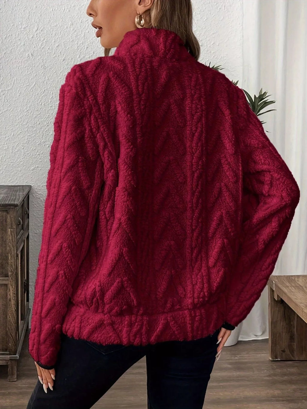 Trendsi Full Size Fleece Half Zip Sweatshirt Plus Size