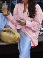 Sarah Express Women's Oversized Striped Button-Down Shirt