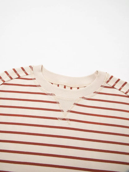 Sarah Express Women's Striped Crew Neck Casual Sweatshirt