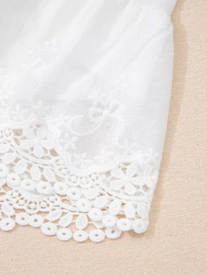 Sarah Express Women's Lace Ruffle Tiered Drawstring Elastic Waist Shorts