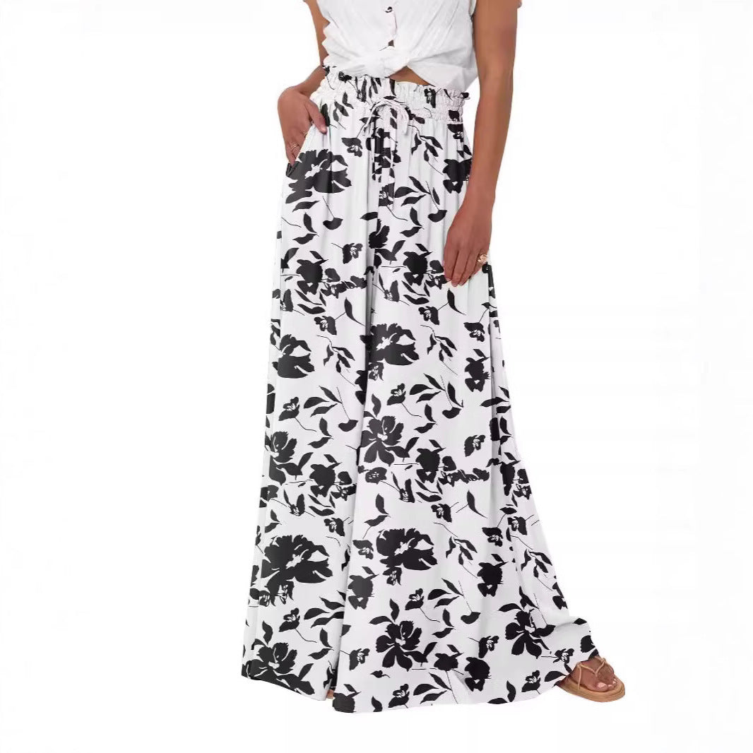 Sarah Express Women's High Waist Wide Leg Pants Casual Polyester Trousers