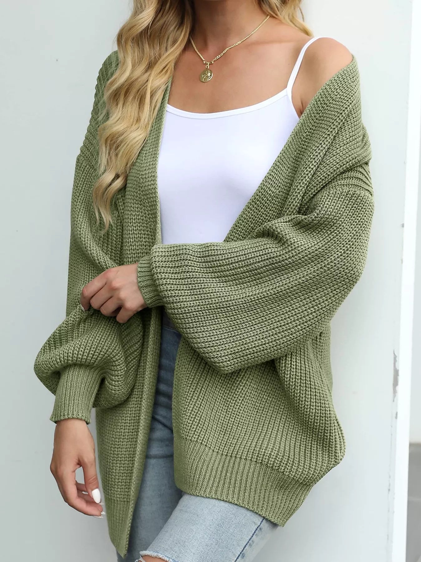 Sarah Express Women's Chunky Knit Open Front Cardigan Plus Size