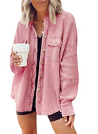 Sarah Express Patchwork Irregular Shirt Jacket Loose Fit Long Sleeve Acrylic Outerwear