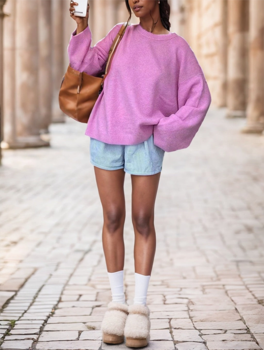 Sarah Express Round Neck Long Sleeve Knitted Sweater Top