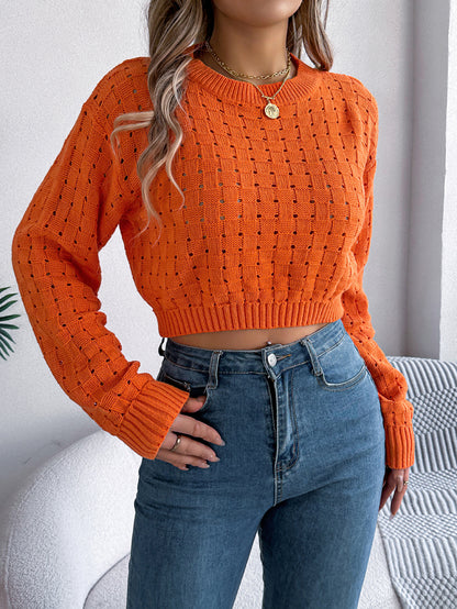 Sarah Express Women's Backless Button Detail Long Sleeve Pullover Sweater